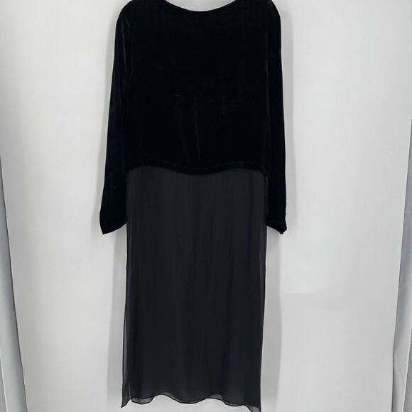 Eileen Fisher Womens Tunic Dress Black Size S Pure Silk Long Sleeve Side Slits - Picture 1 of 9